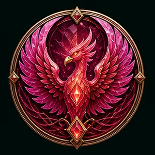 Original magenta victory flame emblem for 7Riches Club Nika