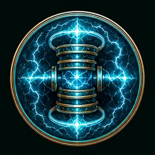 Original cyan electric coil emblem for 7Riches Club Tesla